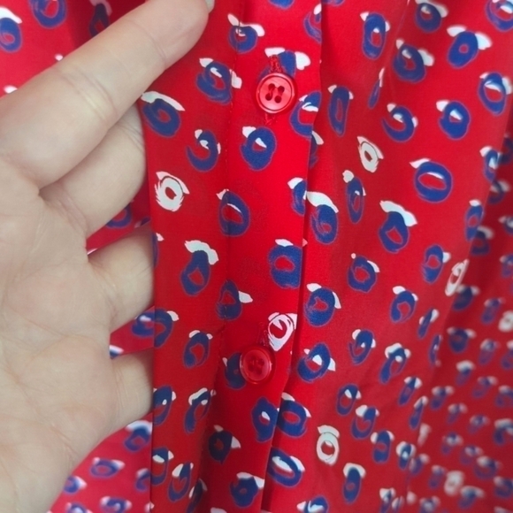 EUC Vintage Pendleton Red&Blue Abstract Floral Blouse -L/XL see measurements - Picture 5 of 8